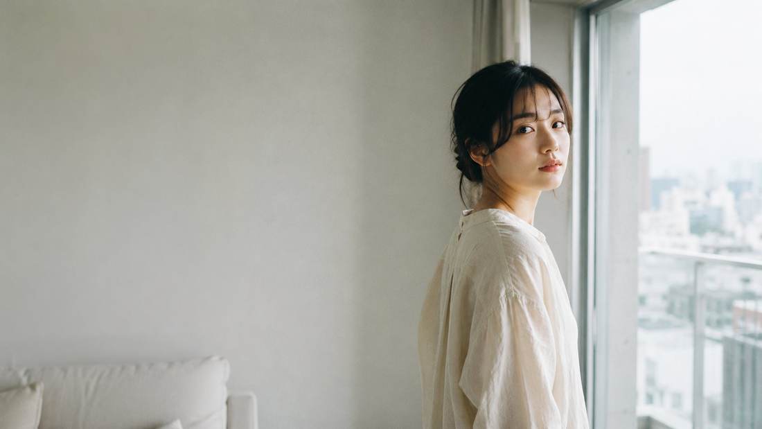 窓辺の自然光で撮影したポートレート